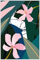 JUNIQE - Poster in kunststof lijst Oleander illustratie -40x60 /Groen