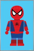 JUNIQE - Poster met kunststof lijst Spider-man Speelgoed -60x90 /Blauw