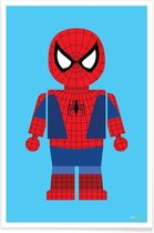 JUNIQE - Poster Spider-man Speelgoed -60x90 /Blauw & Rood