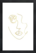 JUNIQE - Poster met houten lijst Petal gouden -13x18 /Goud & Wit