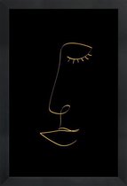 JUNIQE - Poster met houten lijst Line Portrait gouden -40x60 /Goud &