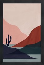 JUNIQE - Poster in houten lijst Desert -60x90 /Grijs & Rood