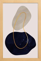 JUNIQE - Poster met houten lijst Distance gouden -30x45 /Blauw & Goud