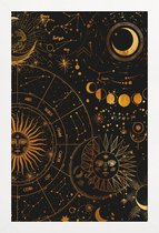 JUNIQE - Poster in houten lijst Astrology Wheel gouden -30x45 /Goud &