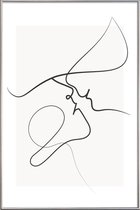 JUNIQE - Poster met kunststof lijst Playful -13x18 /Grijs & Ivoor