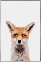 JUNIQE - Poster met kunststof lijst Fox -60x90 /Bruin & Wit