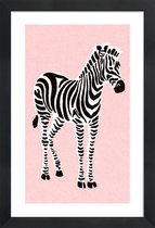 JUNIQE - Poster in houten lijst Zebra Pink -40x60 /Roze