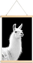 JUNIQE - Posterhanger Llama -20x30 /Wit & Zwart