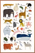 JUNIQE - Poster met kunststof lijst Tiere von A bis Z -20x30