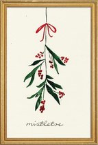 JUNIQE - Poster met houten lijst Mistletoe -13x18 /Groen & Ivoor