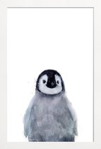 JUNIQE - Poster met houten lijst Kleine pinguïn illustratie -13x18