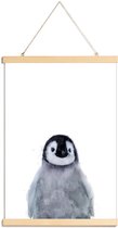 JUNIQE - Posterhanger Kleine pinguïn illustratie -40x60 /Grijs & Wit