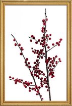 JUNIQE - Poster met houten lijst Red Berries 2 -60x90 /Rood & Wit