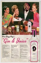 JUNIQE - Poster met kunststof lijst  Juice - Snoop Dogg|Gin  -13x18