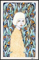 JUNIQE - Poster in kunststof lijst Emilia -30x45 /Blauw & Geel
