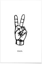 JUNIQE - Poster Peace -30x45 /Wit & Zwart