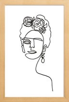 JUNIQE - Poster in houten lijst Frida Kahlo - lijntekening -30x45 /Wit
