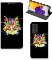 Smartphone Hoesje Geschikt voor Samsung Galaxy A72 (5G/4G) Wallet Case Leuke Verjaardagscadeaus Cat Color