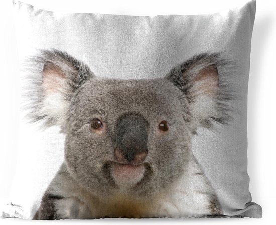 Sierkussen Animalprintshop voor buiten - Koala - Portret dierenprint - 40x40 cm - vierkant weerbestendig tuinkussen / tuinmeubelkussen van polyester