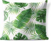 Buitenkussens - Tuin - Illustratie van tropische bladeren - 50x50 cm