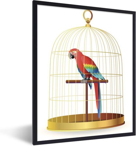 actrice Ale Roux Fotolijst incl. Poster - een rode papegaai in een kooi - 30x40 cm -  Posterlijst | bol.com