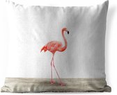 Sierkussen Animalprintshop voor buiten - Flamingo dierenprint - 50x50 cm - vierkant weerbestendig tuinkussen / tuinmeubelkussen van polyester