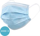 Uniseks wegwerp mondkapje met elastiek voor volwassenen - 2000 Pack - Blauw