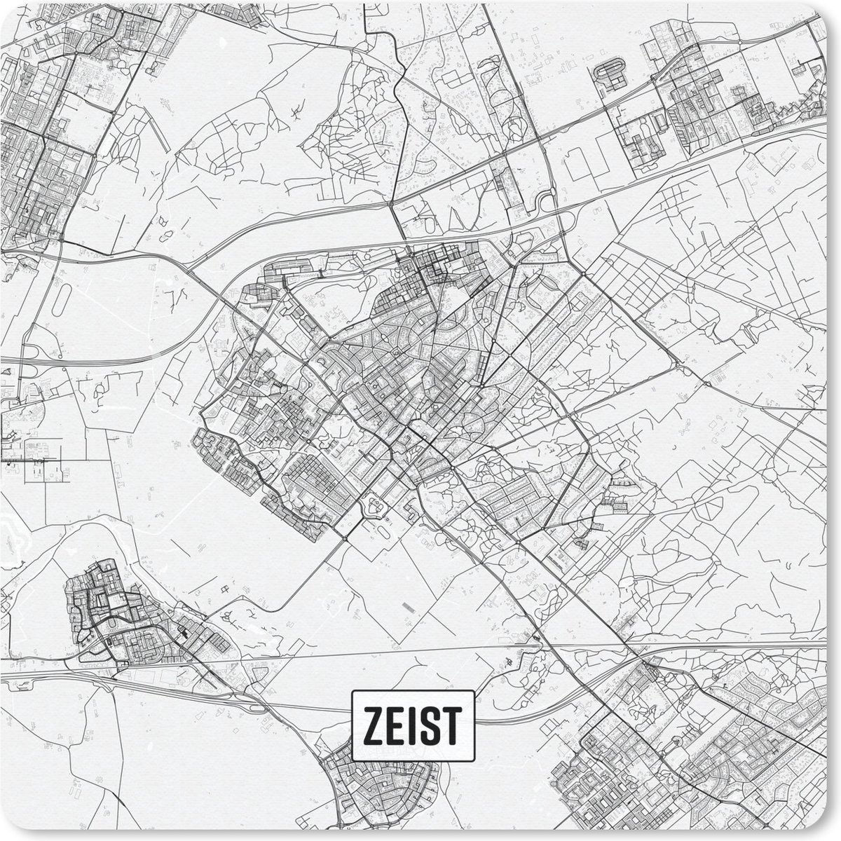 Muismat 20x20 cm - Mousepad Stadskaart Zeist - Muismatten