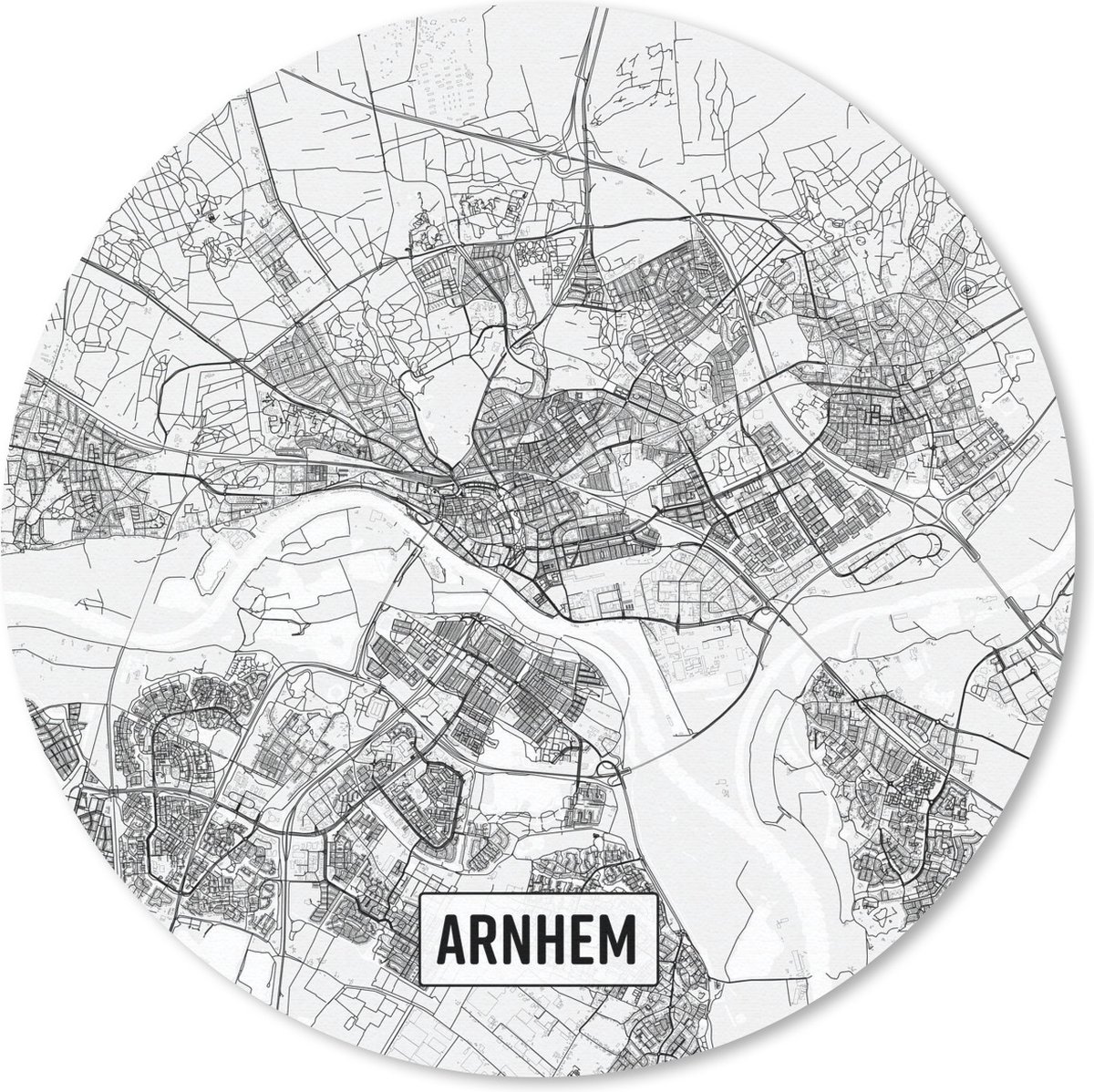 Muismat rond 30x30 cm - Mousepad Stadskaart Arnhem - Ronde muismatten