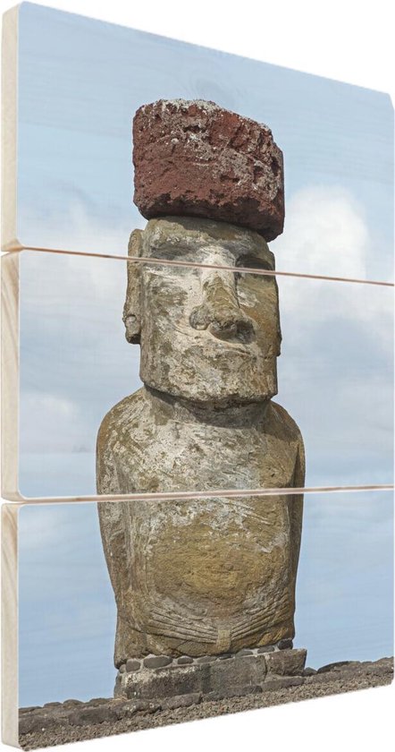 Mooi man Citaat Moai op hout - 60x90 - Close up van een Moai beeld op Paaseiland Vurenhout  met planken... | bol.com
