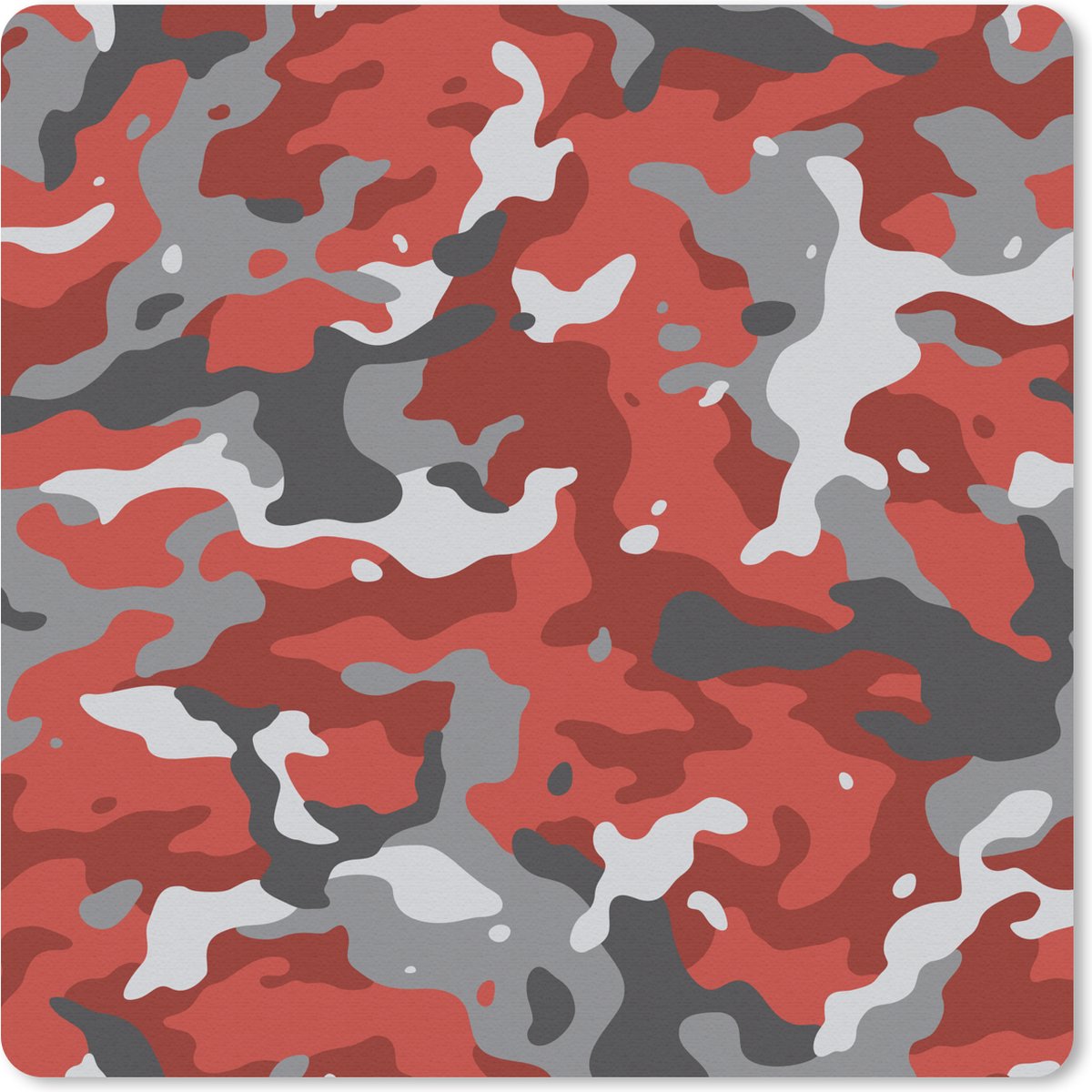 Muismat Gecamoufleerd - Rood met grijs camouflage patroon muismat rubber - 20x20 cm - Muismat met foto