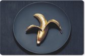 Muismat Goud - Gouden banaan op een donkere achtergrond muismat rubber - 23x19 cm - Muismat met foto