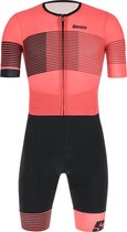 Santini Snelpak Heren Koraal Zwart - Freccia Redux Short Sleeve Aero Trisuit - Img Long Distance - L