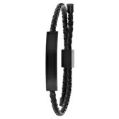 Lucardi Heren Armband mat zwart - Staal - Armband - Cadeau - 24 cm - Zwart