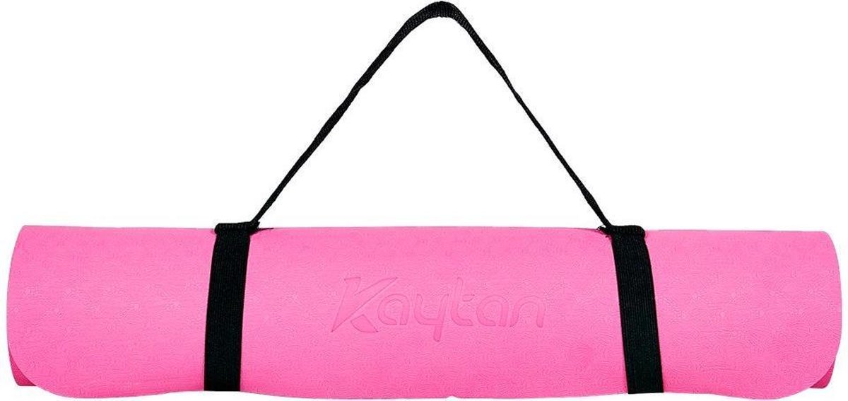 Kaytan Sport Fitnessmat - 174 cm x 59 cm x 0.4 cm – Yoga mat - Inclusief draagriem - workout en Yoga - ANTI Slip mat - Trainingsmat – 100% Huidvriendelijk & Duurzaam - Grijs