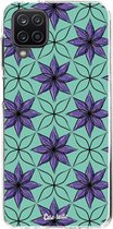 Casetastic Samsung Galaxy A12 (2021) Hoesje - Softcover Hoesje met Design - Statement Flowers Purple Print