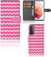 Hoesje ontwerpen Geschikt voor Samsung Galaxy S21 GSM Hoesje ontwerpen Waves Pink