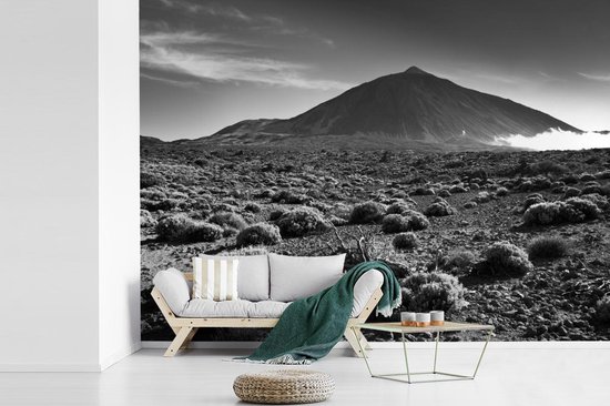 Papier peint photo Tenerife - Vue du volcan El Tei, Tenerife - Zwart- Wit largeur 305 cm x hauteur 220 cm - Impression photo sur papier peint vinyle (disponible en 7 formats) - chambre/séjour/bureau