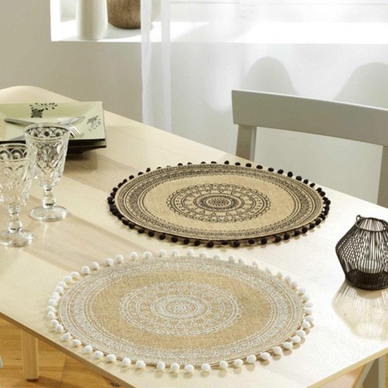 Placemat Leya Ø 38 cm Zwart 6 Stuks bol