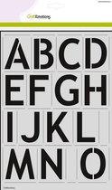 CraftEmotions stencil - alfabet basic 2xA4 - H=57 milimeter