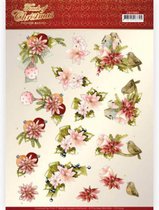 3D cutting sheet - Precious Marieke - Touch of Christmas - Pink Flowers 10 stuks