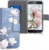 kwmobile telefoonhoesje geschikt voor Samsung Galaxy A3 (2017) - Backcover voor smartphone - Hoesje met pasjeshouder in taupe / wit / blauwgrijs - Magnolia design