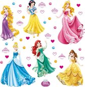 Disney muursticker prinsessen roze, geel en blauw - 600212 - 30 x 30 cm
