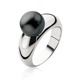 Zinzi - Zilveren Ring - Swarovski Kristal Parel - Zwart - 10 mm - Maat 50 - ZIR456Z50