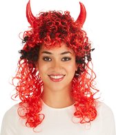 dressforfun - Pruik duivel lang haar - verkleedkleding kostuum halloween verkleden feestkleding carnavalskleding carnaval feestkledij partykleding - 300727