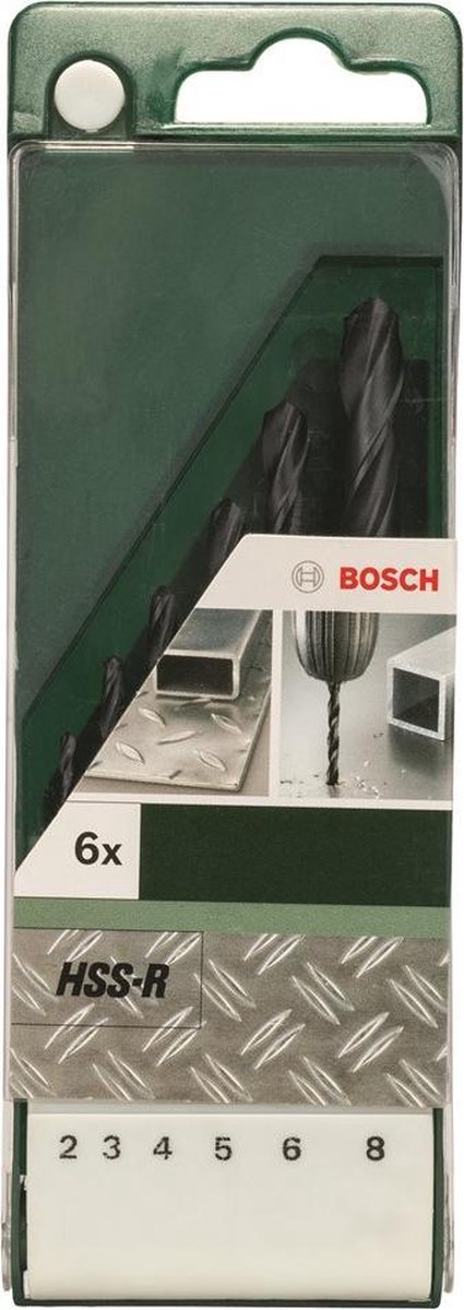 Bosch - 6-delige metaalborenset HSS-R, DIN 338 2,0; 3,0; 4,0; 5,0; 6,0; 8,0 mm