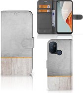 Smartphone Hoesje OnePlus Nord N100 Magnet Case Cadeau voor Vader Wood Concrete