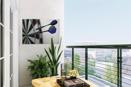 Gros plan d'une affiche de jardin de fléchettes toile lâche