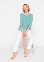 LOLALIZA Plissé blouse met 3/4 mouwen - Licht Groen - Maat 34