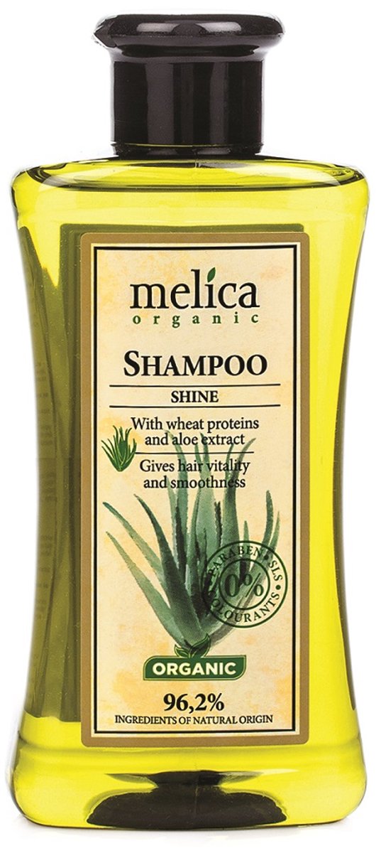 MELICA ORGANIC 96,2% Natuurlijke GLANS Proteïne SHAMPOO met TARWE-EIWITTEN en ALOË VERA EXTRACT Zonder Parabenen, SLS 300ml